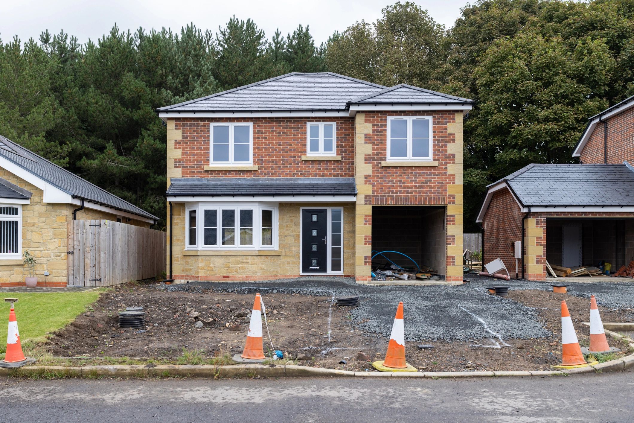 Newly built detached home on a development site